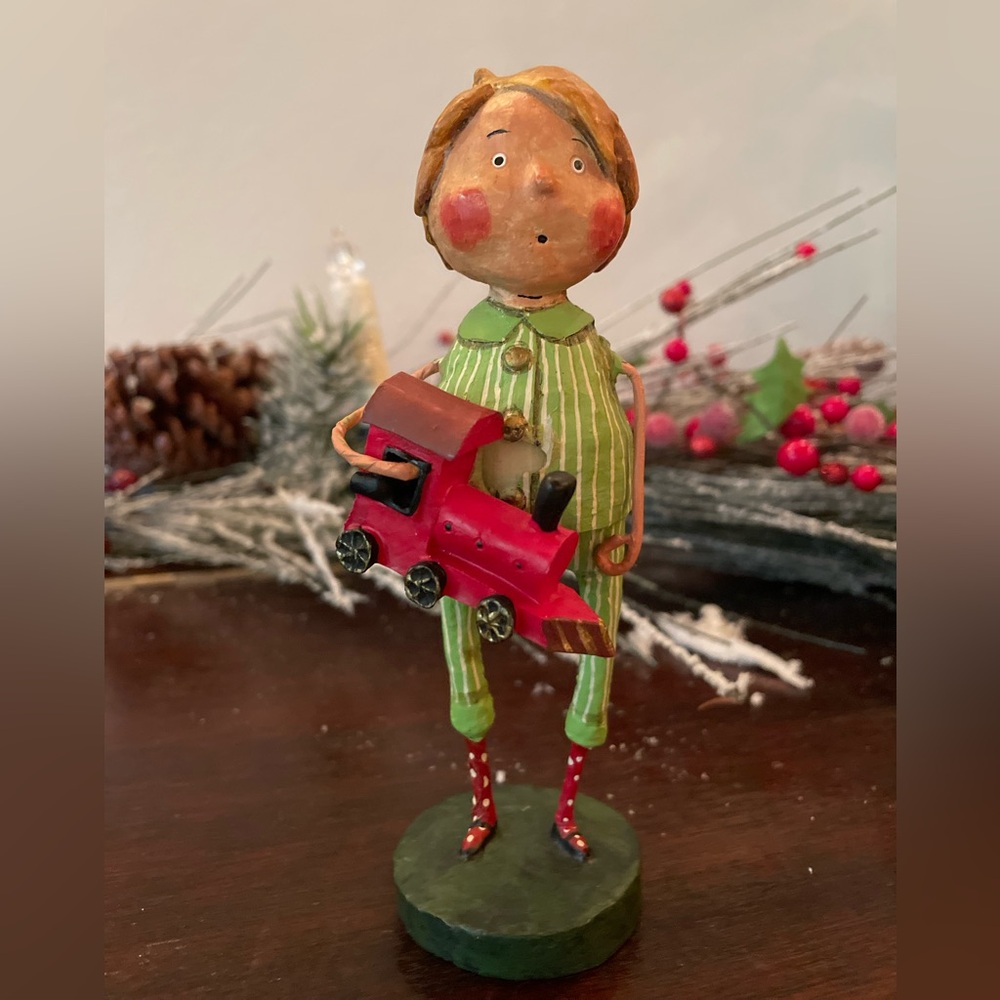 Lori Mitchell Christmas Figurine with Red Train